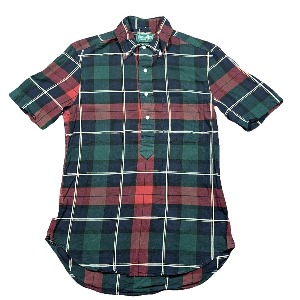 Gitman Bros Vintage Button Down Short Sleeve Shirt Plaid Small Huckberry Long